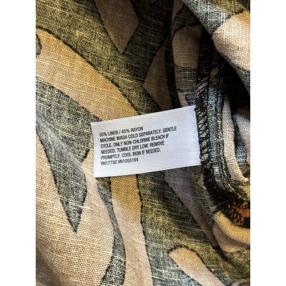 A New Day Linen Blend Blouse Top Size XL Floral Short Sleeve Button *Like New* - Picture 8 of 9